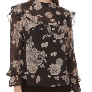 Ruffle Front Sheer Blouse